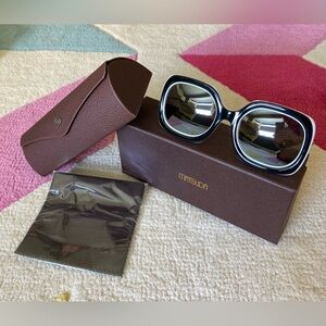 NEW Matsuda Japan M2035 Black and White Square Sunglasses Retro 60s Japanese